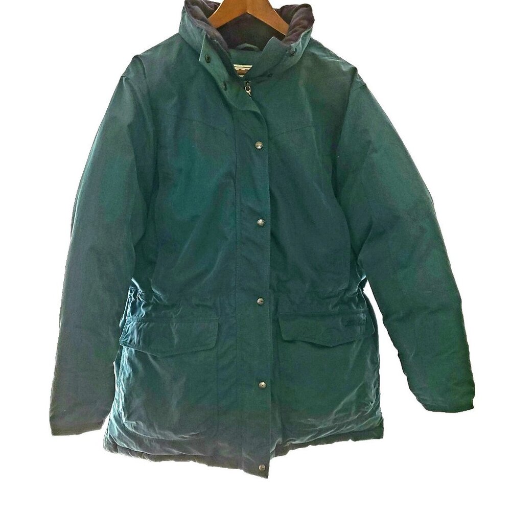 Womens Large LL Bean Green Baxter State Parka Goose Down Coat Puffer Jacket